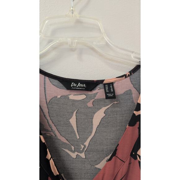 Du Jour Black, Tan & Red Faux Wrap Maxi Dress | Size Small - Picture 3 of 4